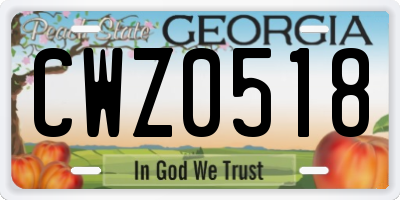 GA license plate CWZ0518