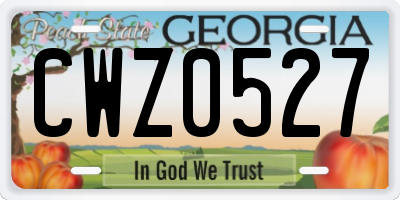 GA license plate CWZ0527