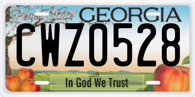GA license plate CWZ0528