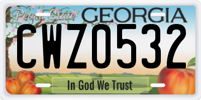 GA license plate CWZ0532