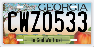 GA license plate CWZ0533