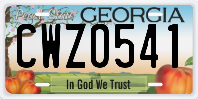 GA license plate CWZ0541