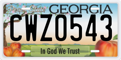 GA license plate CWZ0543