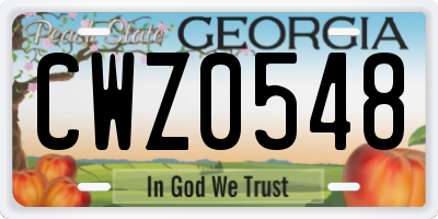 GA license plate CWZ0548