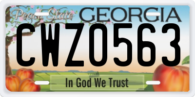 GA license plate CWZ0563