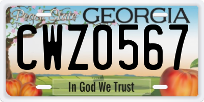 GA license plate CWZ0567