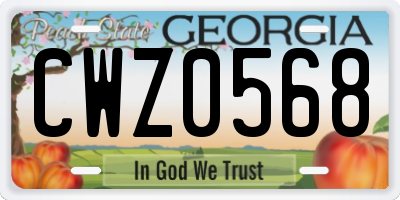 GA license plate CWZ0568