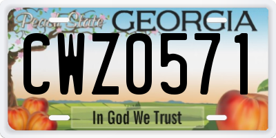 GA license plate CWZ0571