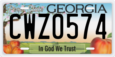 GA license plate CWZ0574