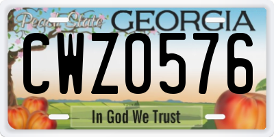 GA license plate CWZ0576
