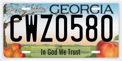 GA license plate CWZ0580