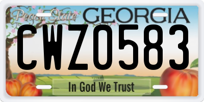 GA license plate CWZ0583