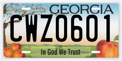 GA license plate CWZ0601