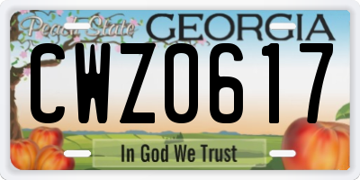 GA license plate CWZ0617