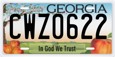 GA license plate CWZ0622