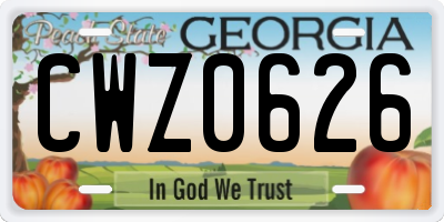 GA license plate CWZ0626