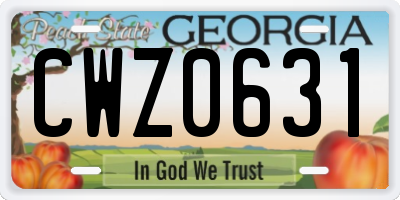 GA license plate CWZ0631