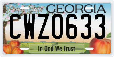 GA license plate CWZ0633