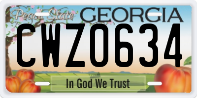 GA license plate CWZ0634