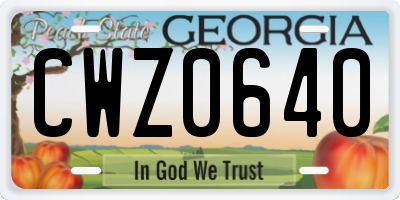 GA license plate CWZ0640