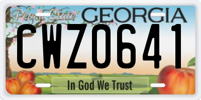 GA license plate CWZ0641