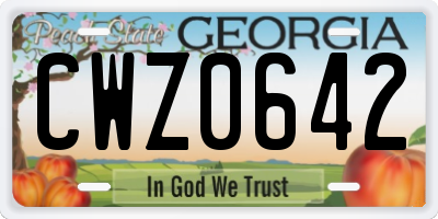 GA license plate CWZ0642