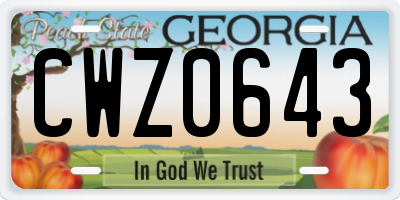 GA license plate CWZ0643