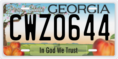 GA license plate CWZ0644