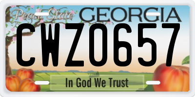 GA license plate CWZ0657