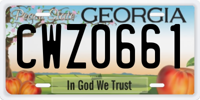 GA license plate CWZ0661