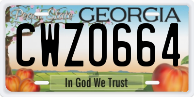 GA license plate CWZ0664