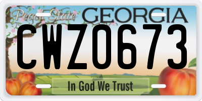 GA license plate CWZ0673