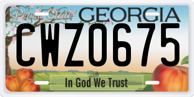 GA license plate CWZ0675