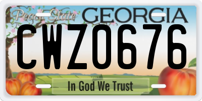 GA license plate CWZ0676