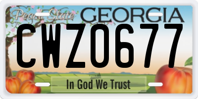 GA license plate CWZ0677