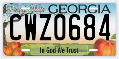 GA license plate CWZ0684