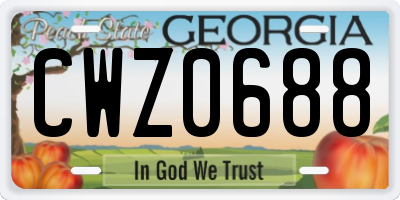GA license plate CWZ0688