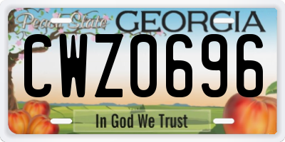 GA license plate CWZ0696