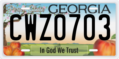 GA license plate CWZ0703