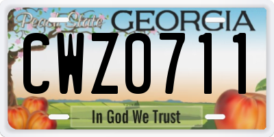 GA license plate CWZ0711