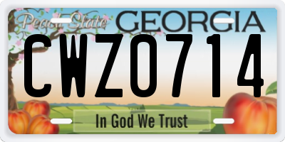 GA license plate CWZ0714