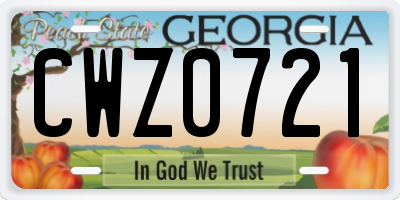 GA license plate CWZ0721