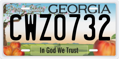 GA license plate CWZ0732