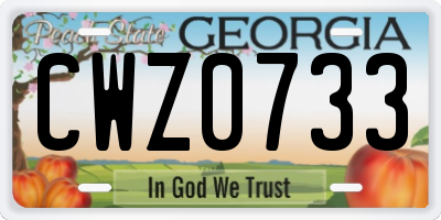 GA license plate CWZ0733