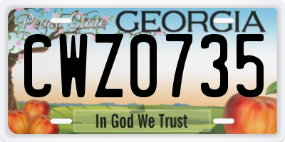 GA license plate CWZ0735