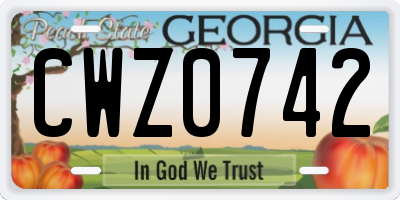 GA license plate CWZ0742