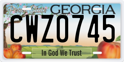 GA license plate CWZ0745