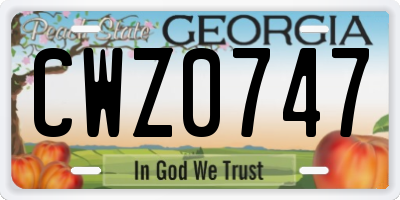 GA license plate CWZ0747