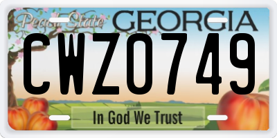 GA license plate CWZ0749