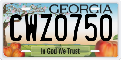 GA license plate CWZ0750